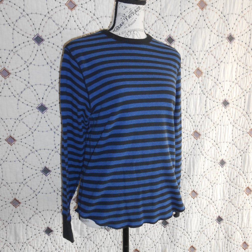 3/$10 GUC GAP Blue & Black Striped Thermal Top S